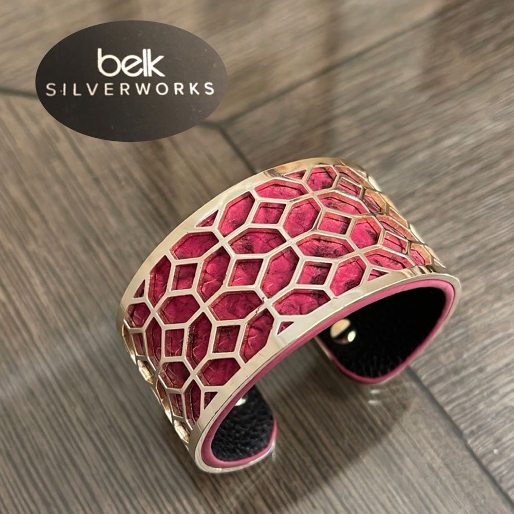 Belk’s Silverworks Stainless Steel Silver Plated Geo Cuff